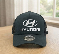 Hyundai Black Mesh Trucker Hat Embroidered Logo Adjustable Cap picture