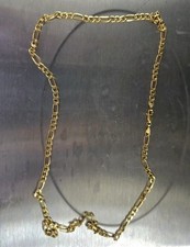 14k Yellow Gold Figaro Chain Necklace, Lobster Clasp, Marked 14k Signed 2.5 gms picture