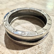 Bvlgari Save the Children B.zero1 925 Silver Black Ceramic Ring Size 60 US 9.25 picture