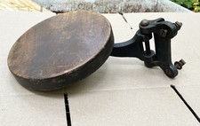 antique industrial swing out seat stool cast iron and wood 1920s picture