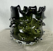 Vintage Brutalist Green Thorn Vase MCM picture
