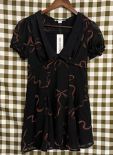 Kimchi Blue Black Motif Bow Print Mini Dress Size S picture