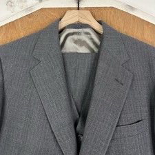 VTG Cricketeer Suit Mens 40R Gray Pinstripe 2 Buttton 3 Piece Vest Pants 32x33 picture