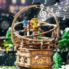 ROKR Rotatable 3D Starry Night Wooden Puzzle Game Assembly Music Box Toy Gifts picture