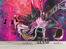 3D Musical Guitar K13748 Wallpaper Mural Self-adhesive Removable Sticker Kay picture