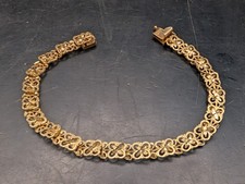 🔥 VINTAGE 14K GOLD ORNATE DIAMOND CUT PANEL LINK BRACELET SIGNED 9.8 GRAMS 7