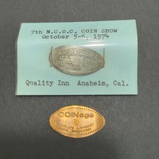 Vintage 1974 7th Annual NCOC Coin Show Anaheim, CA Elongated Dime & COINage picture