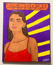 ZENDAYA Hollywood actress portrait 16x20 Original Acrylic painting on Canvas picture