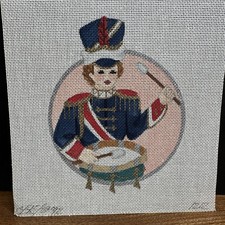 Vtg Hand-Painted 12 Days Christmas 12 Drummers Drumming Needlepoint Canvas 18 picture