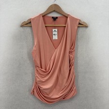 Express Tank Top Womens Small Pink Body Contour Draped Ruched V Neck Sleeveless picture