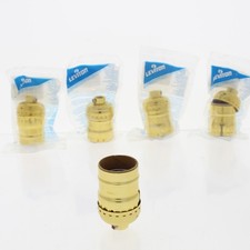 5pk Leviton Light Socket Lampholders Short Electrolier Gold 1/8 IPS Keyless 9347 picture