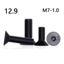 M7-1.0 Black 12.9 Steel Hex Socket Bolts Countersunk Flat Head Screws picture