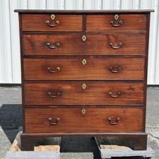 Antique English 18th C. Georgian Mahogany Oak Tall Chest of Drawers picture