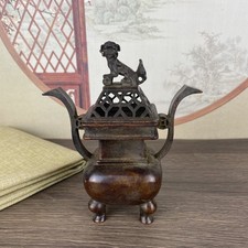 Chinese Antique Double Eared Four Legged Dogtengu Incense Burner Ornament picture