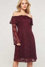 Promesa Off-Shoulder Burgundy Lace Dress size medium picture