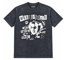 Beetlejuice Ghost With The Most Punk Poster Acid Wash Black T-Shirt Movie Tee picture