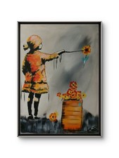 ORIGINAL ACRYLIC PAINTING 12x16 BANKSY INSPIRED ABSTRACT WALL ART PAINTED CANVAS picture