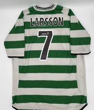 Celtic 2001/2002 Home Larsson #7 Authentic Umbro Jersey XL Men Green White picture