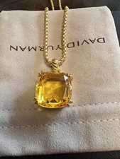 New Sterling*GOLD Diam.Lemon&Citrine 14mm ChatelaineDavid Pendant Necklace picture