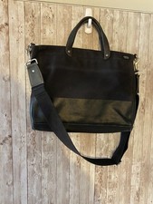 Jack Spade All Black Men's Canvas & Leather messenger Bag with Shoulder Strap  picture