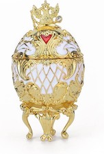 Faberge Egg Trinket Boxes Classic Enamel Hand-Painted Vintage Ornaments Metal... picture