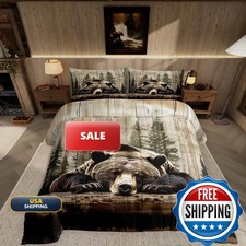Feelyou Grizzly Bear Wild Animal Hunting Comforter Set Twin Size 2pcs picture