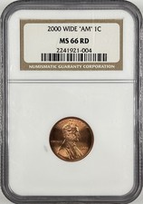 2000 1 Lincoln Memorial Wide 'AM' - NGC MS 66 Red picture