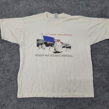 Vintage T-Shirt Mens Size XL Cream Korean War Veterans Memorial 1997 Graphic Tee picture