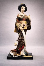 Vintage Nishi & Co Ltd Japanese Geisha Doll Kimono Shamisen Mid Century 11.5in picture