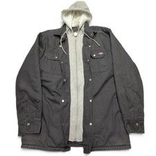Dickies Jacket Mens M Black Quilted Lining Full Zip Hooded Insulated Duck Canvas picture