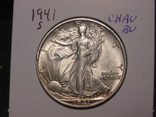 1941-S WALKING LIBERTY HALF CHOICE AU BU HIGHER GRADE NICE 90% SILVER picture