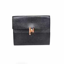 Auth Hermes Cinhetic To‑Go Black Chevre Leather Rose Gold Hardware Clutch Bag picture