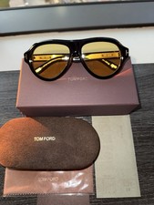 Tom Ford Icon TF1225  Pilot Sunglasses Black And Yellow Lenses picture