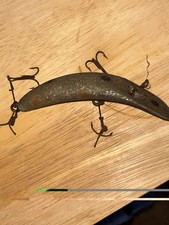 Rare Vintage 1950s Curve-a-Lure Fishing Lure Silver Glitter 4 Hook picture