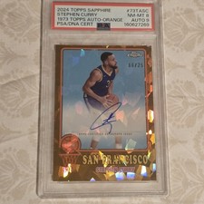 Topps 2024-25 Chrome Sapphire Stephen Curry 73TA-SC Orange /25 Auto picture