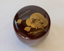 Japanese Natsume Tea Caddy Vermillion Lacquer Pine Bamboo Plum Maki-e picture