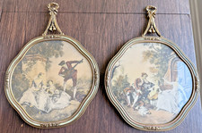Antique Pair Rococo Style Tondo Prints After Fragonard Victorian Wall Art 18