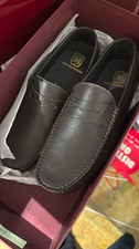 Bruno Magli Men's dark brown Leather Dress Loafers Slip-On Round Toe Stitching picture