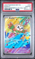 POKEMON TCG MEP EN-ME BLACK STAR PROMO #043 ROWLET PSA Gem Mint 10 picture
