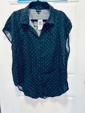 NWT TORRID navy blue Dolman Wash Challis Button TOP SHIRT BLOUSE rayon size 1X picture