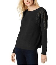 I.N.C Womens Lace Shoulder Pullover Sweater picture