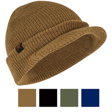 100% Wool Double Layered Visor Jeep Watch Cap Warm Beanie with Brim & Rothco Tag picture
