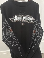 Vintage Harley Davidson Geneva NY Long Sleeve Spider Web XL Travis Scott Y2K picture