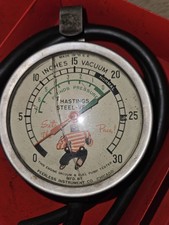 Vintage Hastings Steel Vent Vacuum Fuel Pump Tester Gauge Peerless  Red Metal... picture
