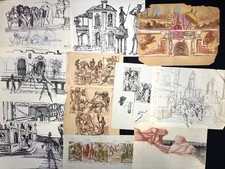Herbert Leopold-Lot of 13 Composition Studies-Late 20th Century Drawings picture