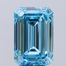 Pair GIE Certified 6X8 mm Emerald Cut IF Lab Created Diamond Blue-color picture