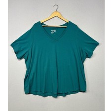 Casual Basic Terra & Sky Womens 4X Teal V-Neck Short Sleeve T-Shirt picture