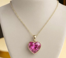 925 Silver, Lovely Pink Diamond Solitaire Pendant, RARE 22 Ct Certified Treated picture