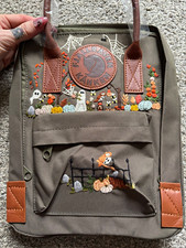 Fjällräven Kånken Green Vinylon F 16L Zip Backpack Hand Stitched, Spooky Season picture