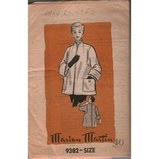 Vintage 1954 Marian Martin 9382 Sewing Pattern Stout Size 40 Jacket Coat MCM picture
